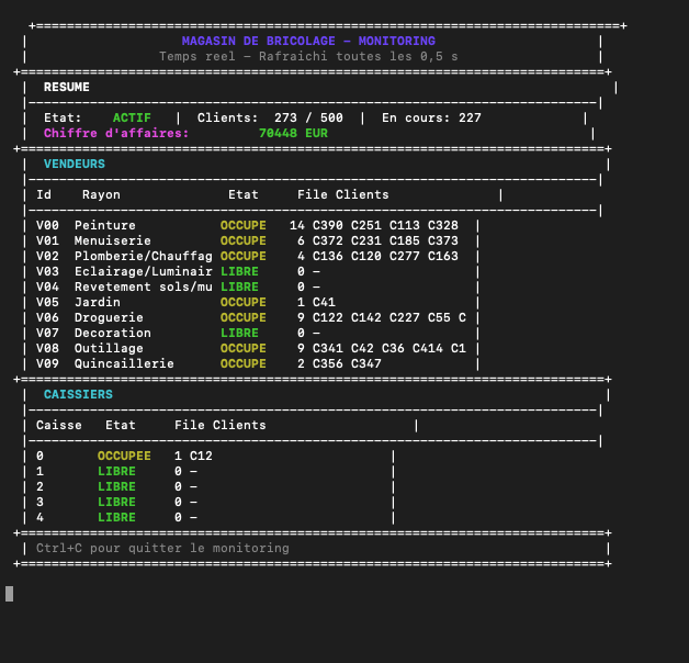 Simulation Flux/Monitoring pour un magasin de bric